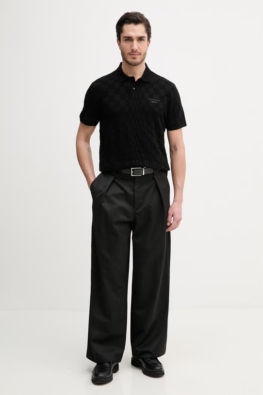 BOSS Green polo męskie bawełniane BOSS X PORSCHE 50559802 czarny SS26