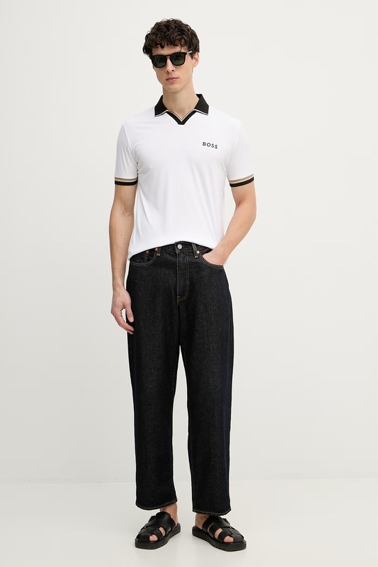 BOSS Green polo męskie 50559200 biały SS26