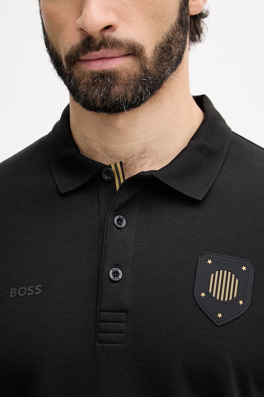 BOSS Green πόλο Ανδρικό βαμβακερό μαύρο 50559263