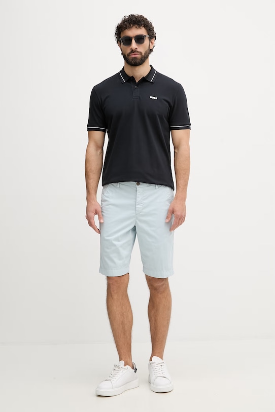 BOSS Green поло для мужчин из хлопка с эластаном 50559369 тёмно-синий SS26