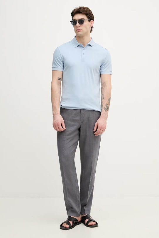 BOSS Green polo męskie bawełniane 50559380 niebieski SS26