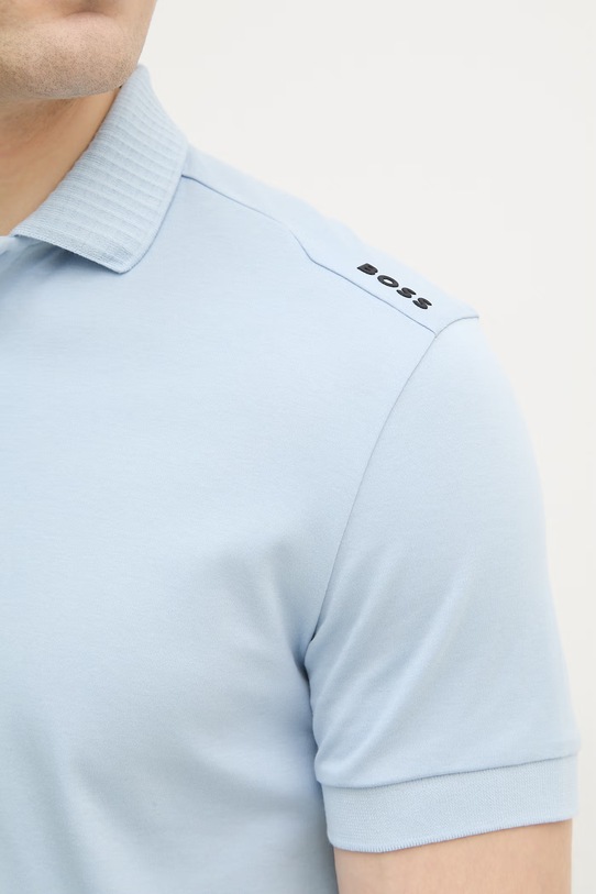 BOSS Green polo męskie bawełniane 50559380 niebieski