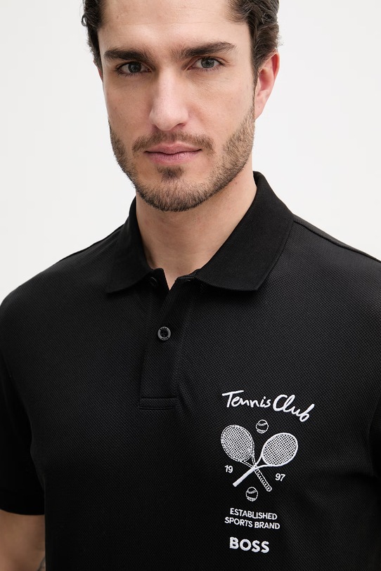 BOSS Green polo bawełniane czarny 50559753