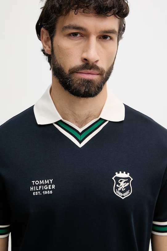 Tommy Hilfiger polo pánské bavlněné námořnická modř MW0MW42830