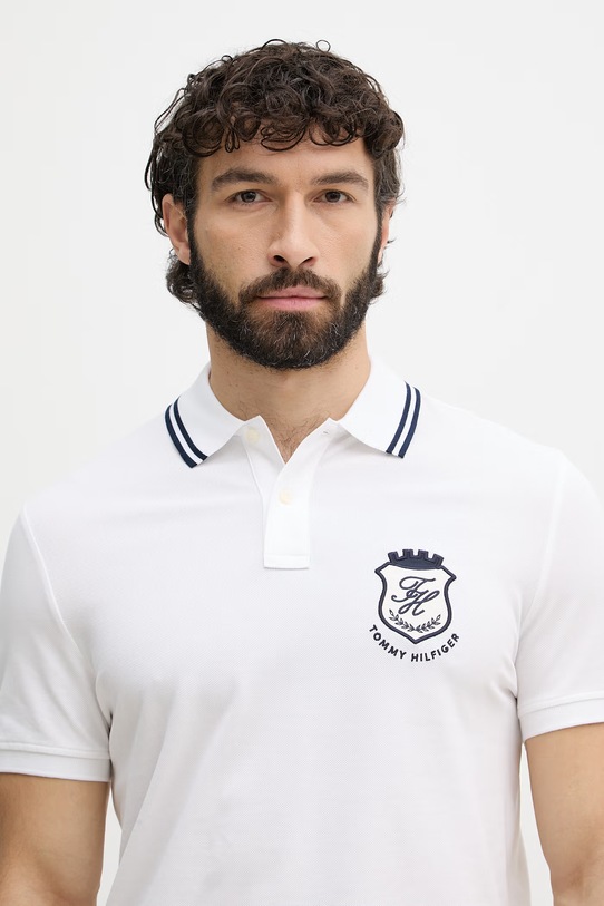 Tommy Hilfiger polo tričko pánske s bavlnou biela MW0MW43061