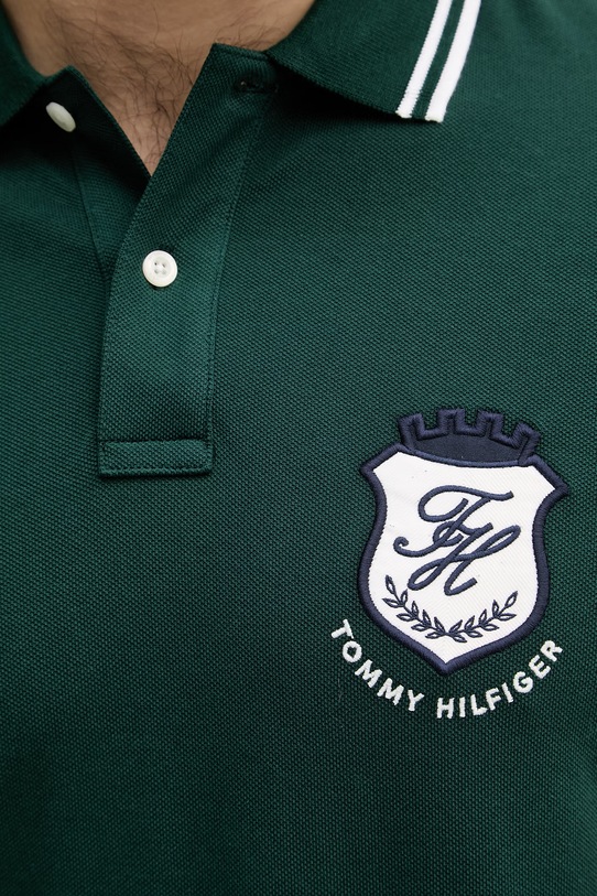 Tommy Hilfiger polo majica moška z bombažem MW0MW43061 zelena