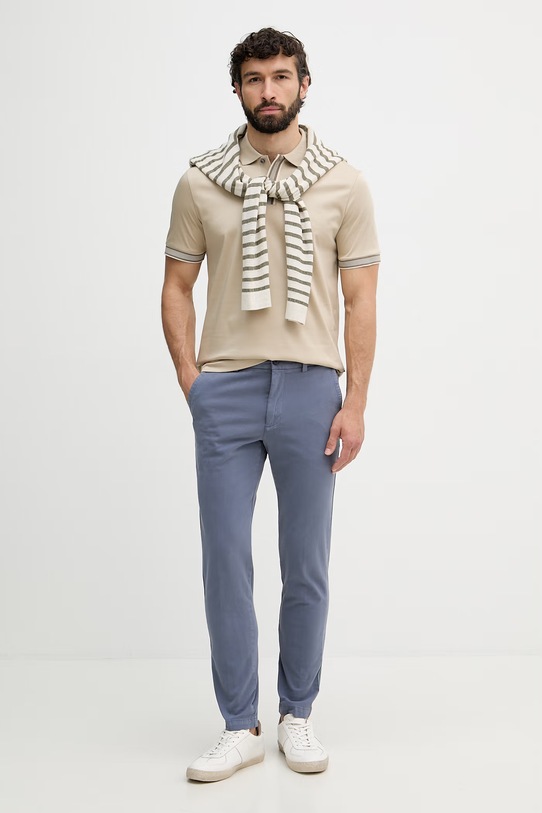 BOSS polo męskie bawełniane Parlay 238 50559668 beżowy SS26