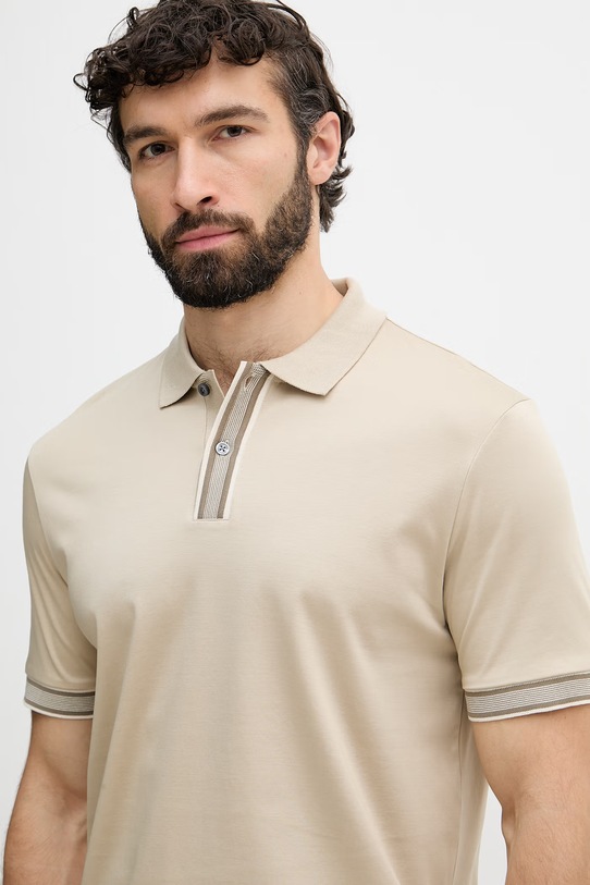 BOSS polo męskie bawełniane Parlay 238 beżowy 50559668