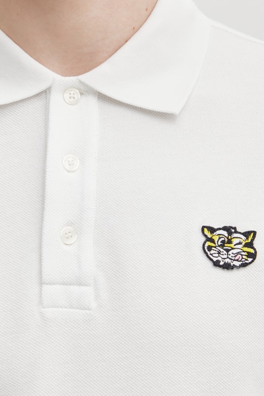 Kenzo GOTS KENZO WILD TIGER SLIM POL Men's cotton polo shirt white FG55PO1014PU