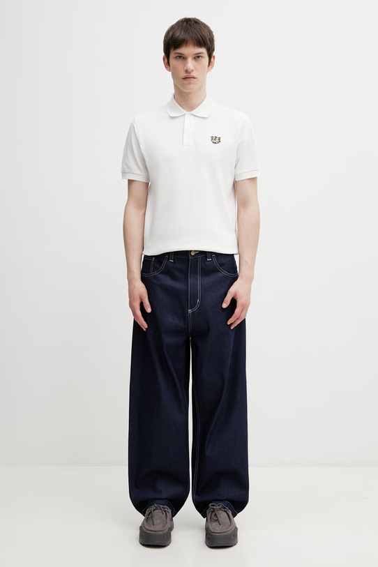 Kenzo GOTS KENZO WILD TIGER SLIM POL Men's cotton polo shirt FG55PO1014PU white