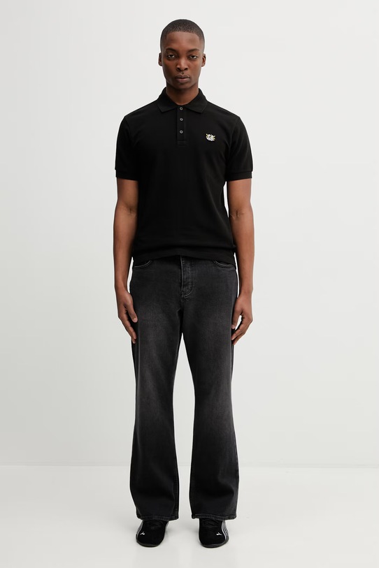 Kenzo polo bawełniane GOTS KENZO WILD TIGER SLIM POL FG55PO1014PU czarny