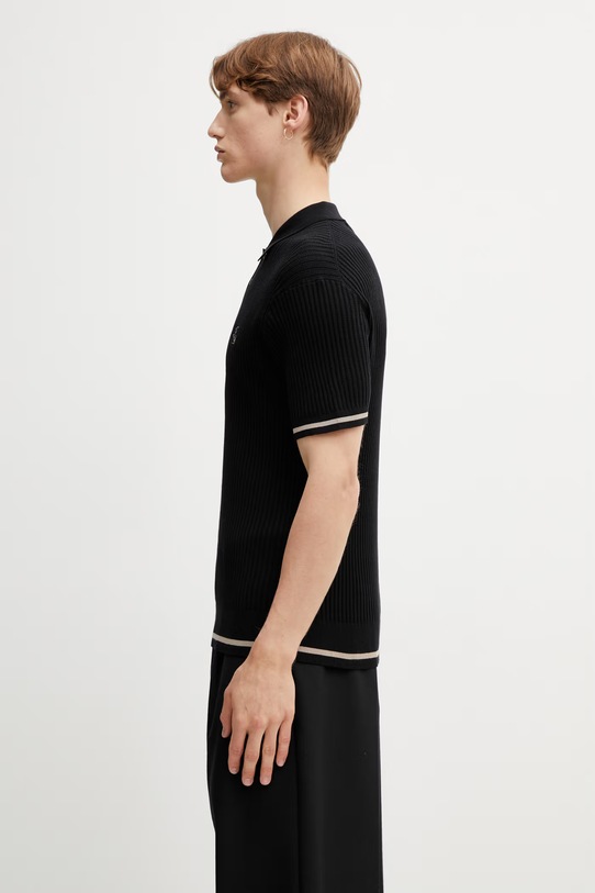 Filling Pieces Fine Knit polo bawełniane męskie 412670500302.131 czarny SS26