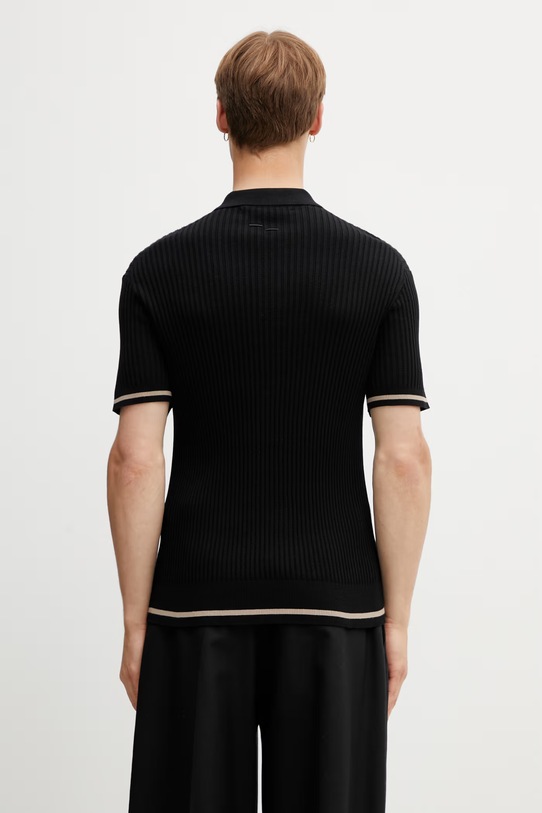 Odzież Filling Pieces Fine Knit polo bawełniane męskie 412670500302.131 czarny