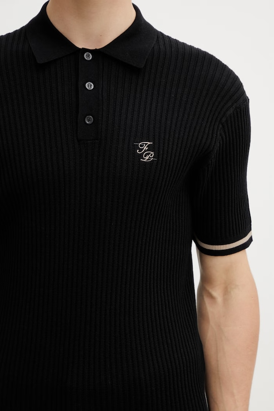 Filling Pieces Fine Knit polo bawełniane męskie czarny 412670500302.131