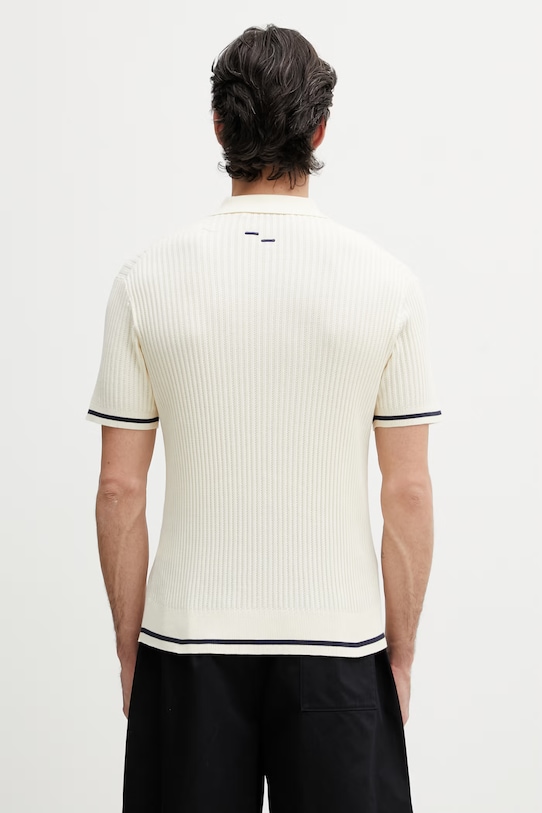 Odzież Filling Pieces Fine Knit polo bawełniane męskie 412670500302.214 beżowy