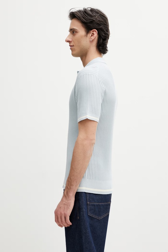 Filling Pieces Fine Knit polo bawełniane męskie 412670500302.294 niebieski SS26