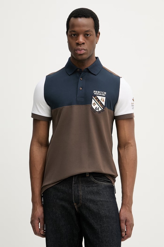 Aeronautica Militare polo regular brązowy PO1915UP00191