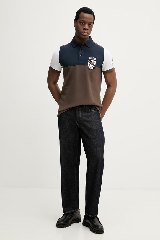 Aeronautica Militare polo PO1915UP00191 brązowy SS26