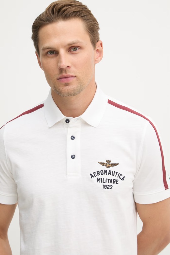 Bavlnené polo tričko Aeronautica Militare biela PO1926UJ00723
