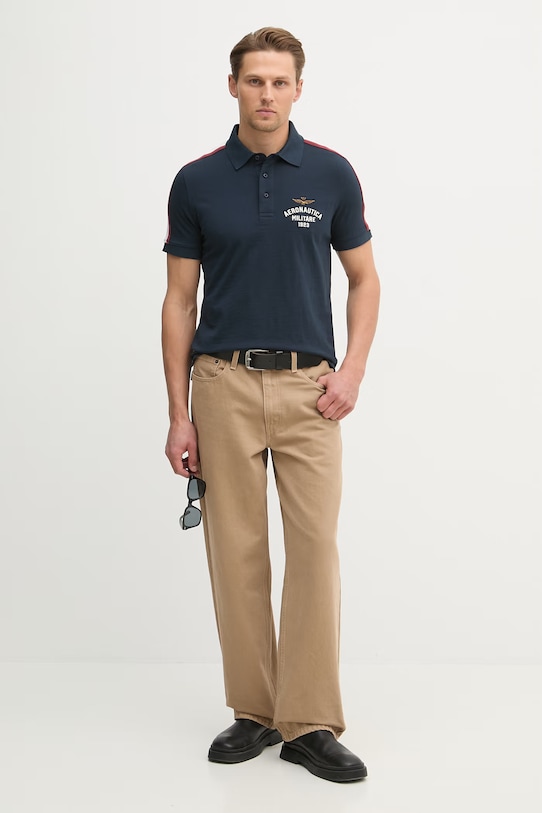 Aeronautica Militare polo de bumbac PO1926UJ00723 bleumarin SS26