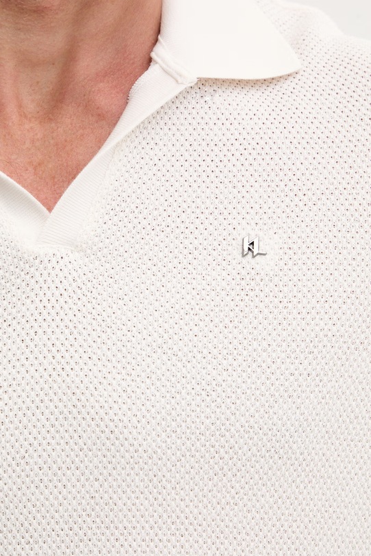 Karl Lagerfeld polo pánské s bavlnou B2M46062 béžová
