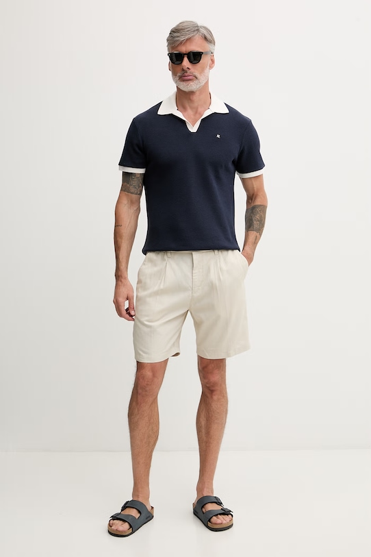 Karl Lagerfeld polo pánské s bavlnou B2M46062 námořnická modř SS26