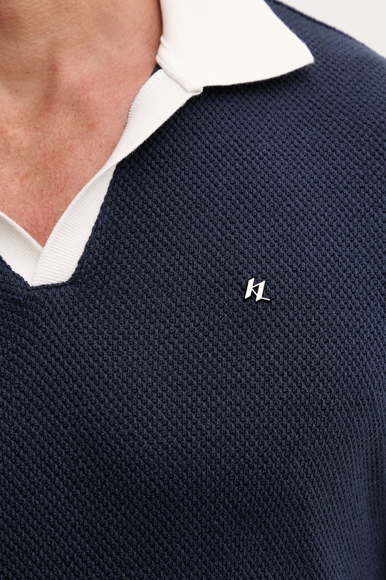 Karl Lagerfeld polo pánské s bavlnou B2M46062 námořnická modř