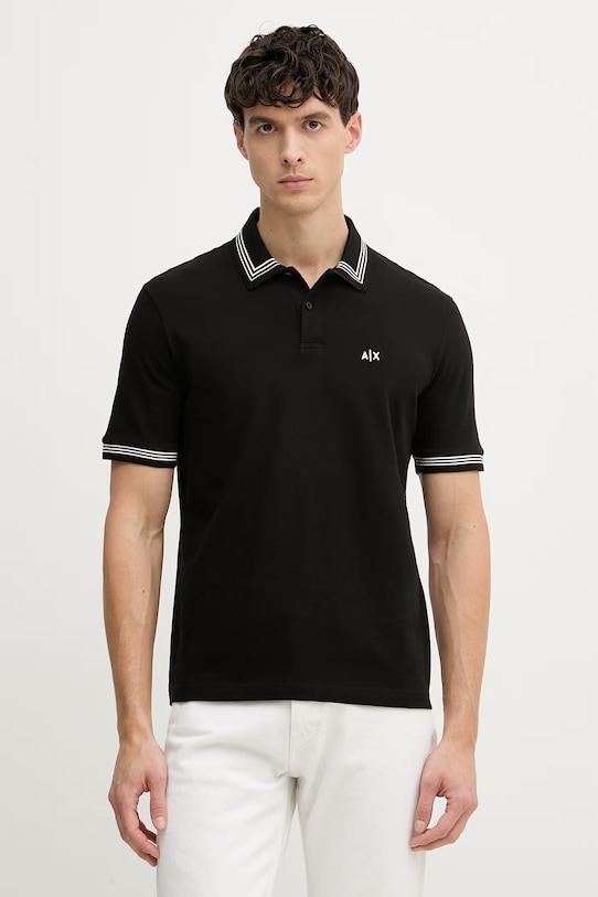 Armani Exchange polo majica moška bombažna črna XM002343.AF10366