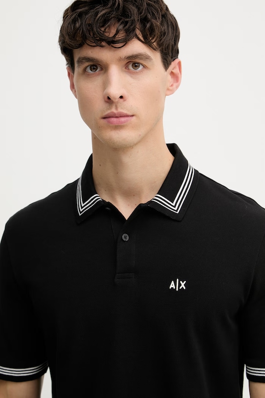 Armani Exchange polo majica moška bombažna črna XM002343.AF10366
