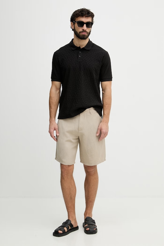 Armani Exchange тениска с яка мъжка памучна XM002346.AF10337 черен SS26