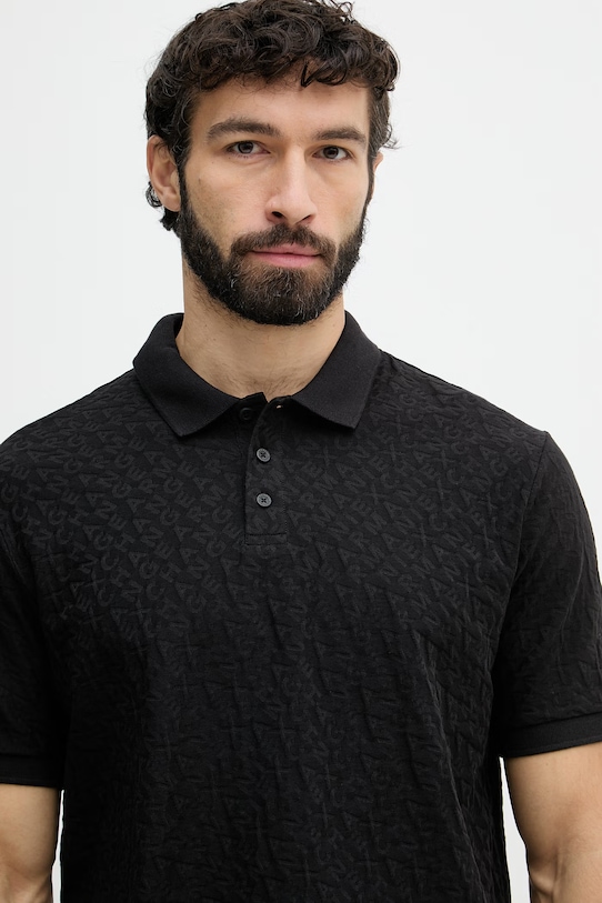 Armani Exchange тениска с яка мъжка памучна черен XM002346.AF10337