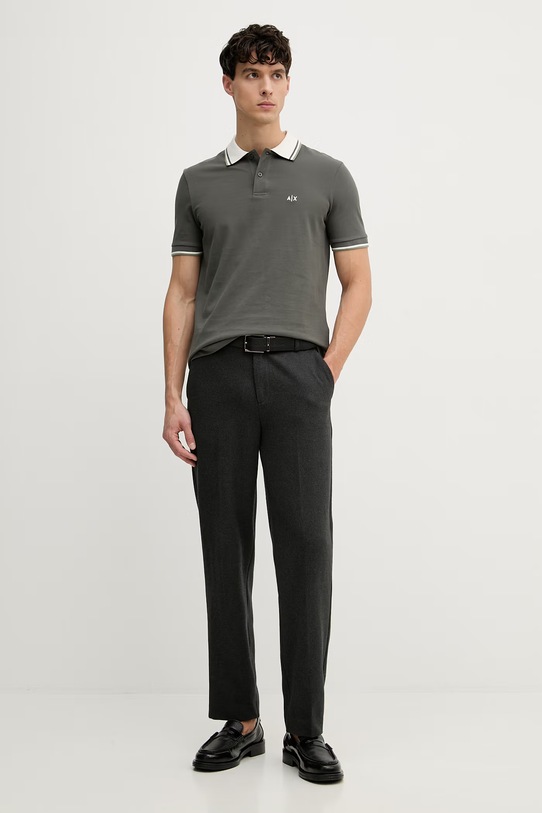 Armani Exchange тениска с яка мъжка памучна XM002350.AF10366 зелен SS26