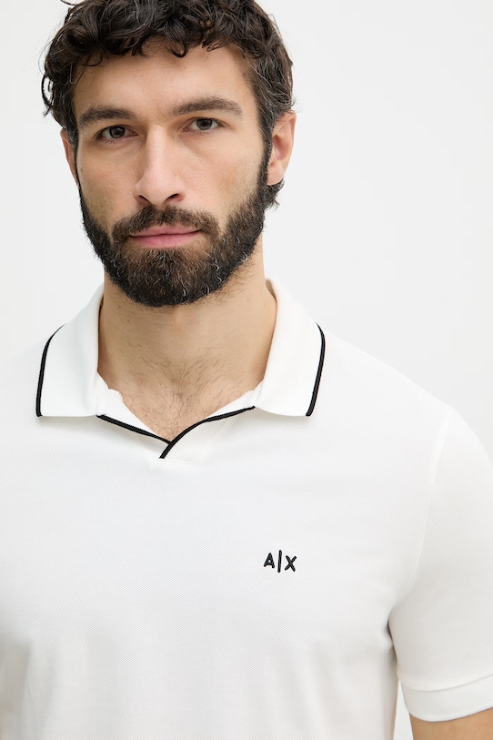 Armani Exchange polo męskie bawełniane beżowy XM002401.AF10366