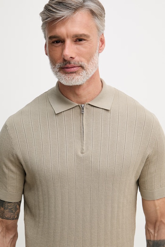 Armani Exchange polo męskie bawełniane beżowy XM002438.AF22249