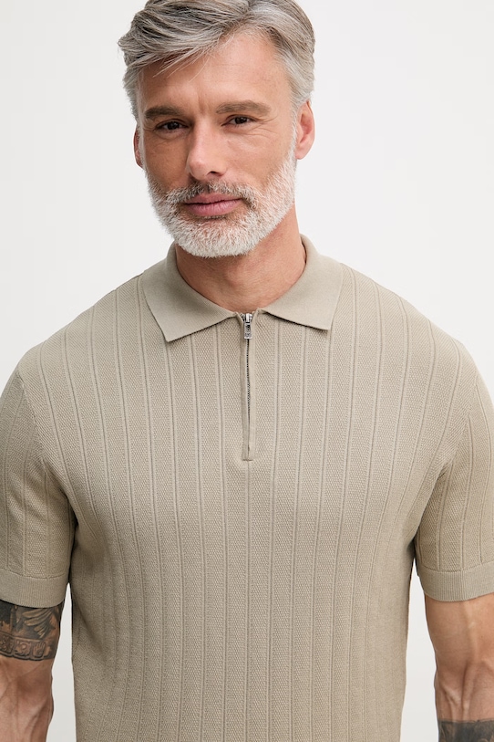 Armani Exchange polo męskie bawełniane beżowy XM002438.AF22249