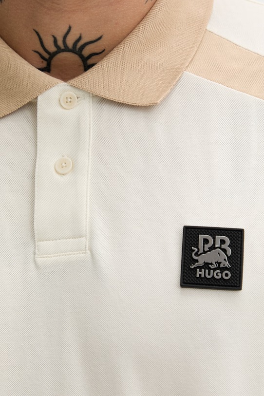 HUGO t-shirt męski bawełniany z elastanem Dunios_RB 50559650 beżowy