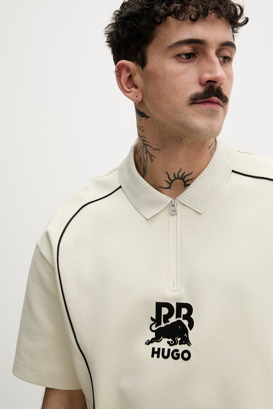 HUGO polo męskie Duero_RB beżowy 50559702