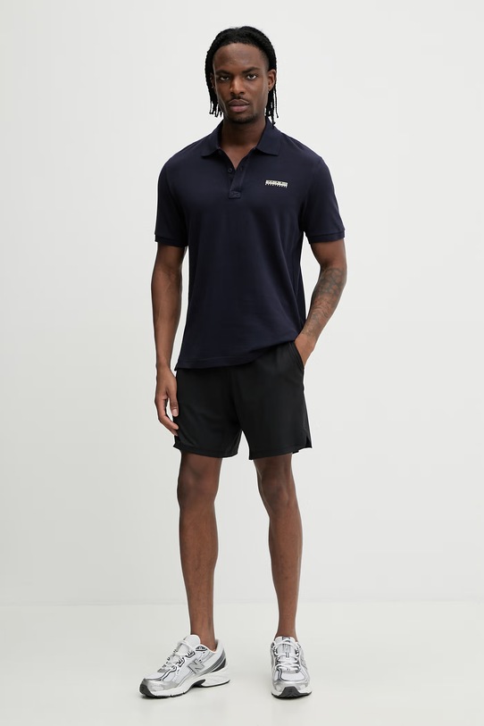 Napapijri polo bawełniane SMALL BOX NP0A88TQ1761 granatowy SS26