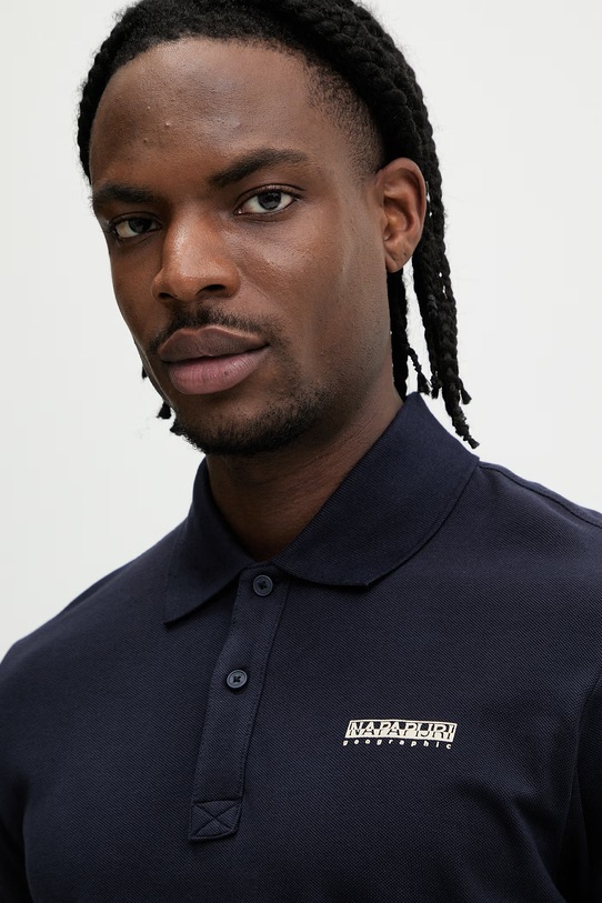 Napapijri polo bawełniane SMALL BOX granatowy NP0A88TQ1761