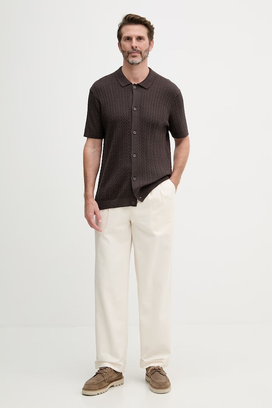 Joop! koszula męska bawełniana 30101510 brązowy SS26