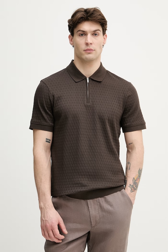 Joop! polo męskie bawełniane brązowy 30101932