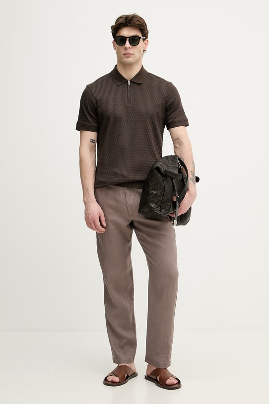 Joop! polo męskie bawełniane 30101932 brązowy SS26