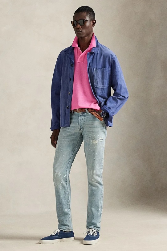 Polo Ralph Lauren polo bawełniane SS KC SLIM FIT różowy 710536856506