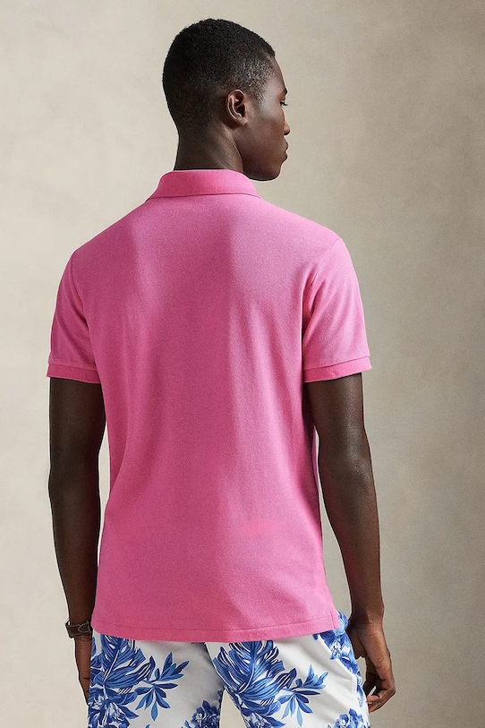 Bavlněné polo tričko Polo Ralph Lauren BASIC MESH 710680784510 růžová SS26