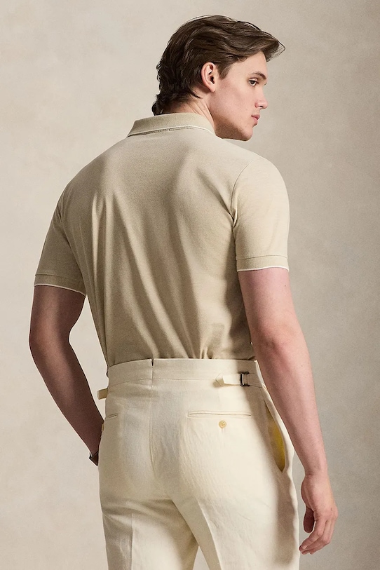 Polo Ralph Lauren JAQUARD PIQUE polo bawełniane męskie 710964535500 beżowy SS26