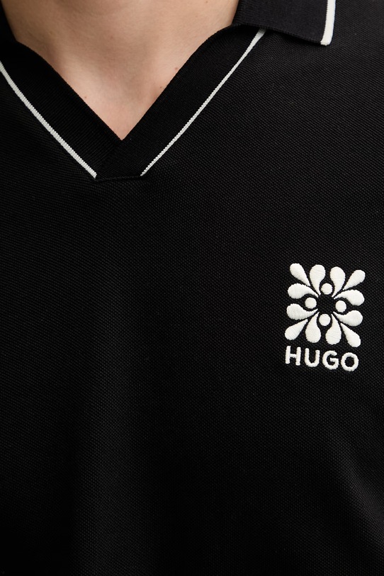 HUGO πόλο ανδρικό βαμβακερό Daryo 50556717 μαύρο