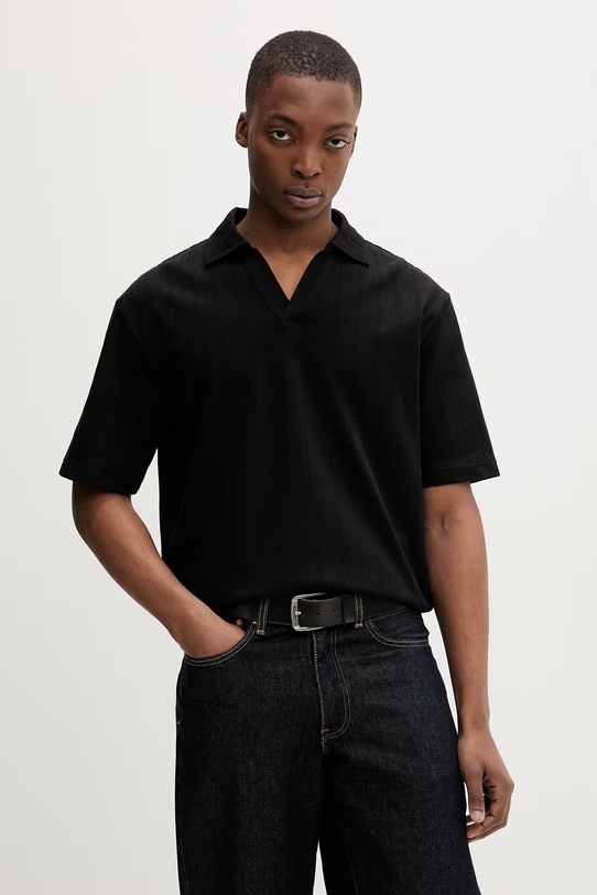 HUGO polo męskie bawełniane Dalibo czarny 50556724