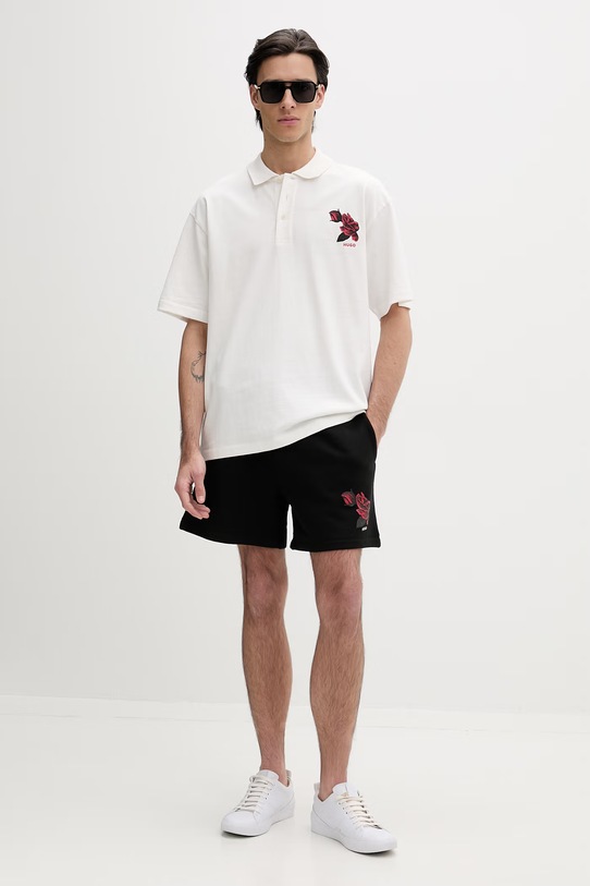 Bavlněné polo tričko HUGO Dardigo 50556857 béžová SS26