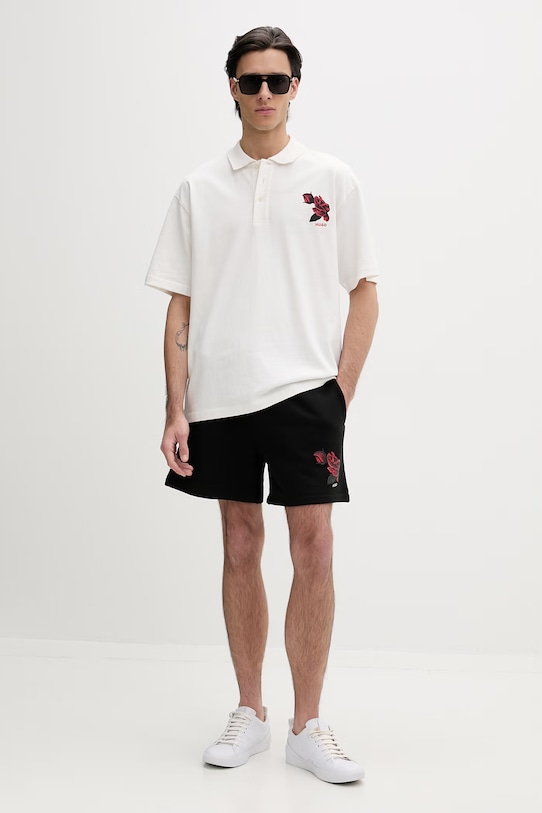 Bavlněné polo tričko HUGO Dardigo 50556857 béžová SS26