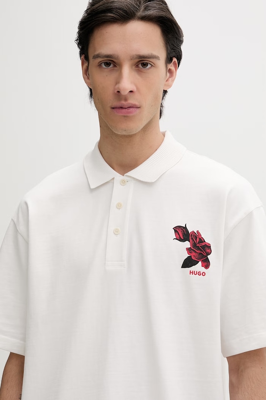 Bavlněné polo tričko HUGO Dardigo béžová 50556857